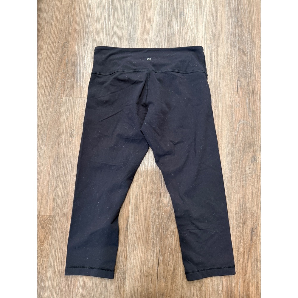 Lululemon Wunder Under Crop Black Yoga‎ Leggings Womens 8 Mid Rise Activewear